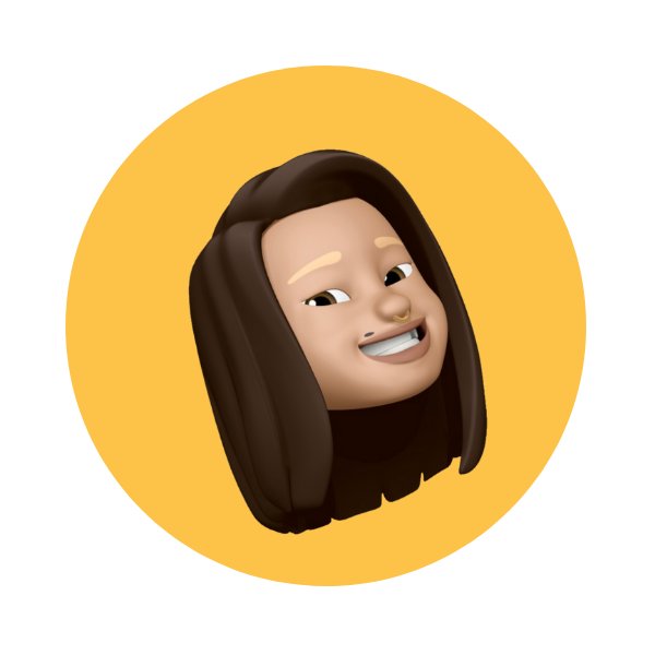 apple memoji of a person with a medium skintone and shoulder length brown hair smiling